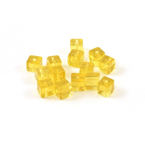 Glass cube 4mm yellow